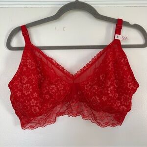 Victoria’s Secret Red Lace Floral Unlined Bralette NWT XXL